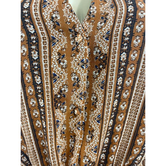 Charming Charlie Women's Brown Printed Long Sleeve Dress Sz M - Picture 6 of 9